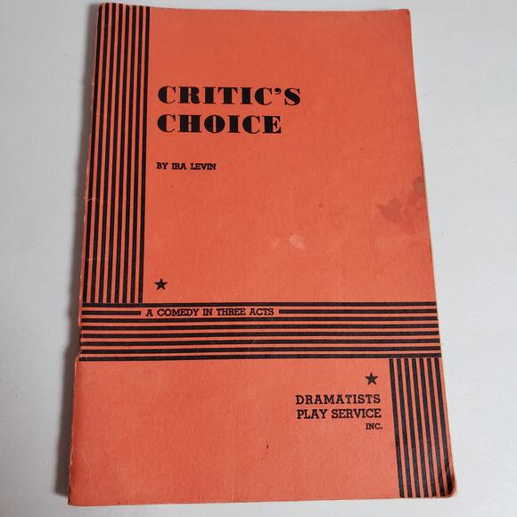 Vintage Critics Choice By Ira Levin Play Script Drama Comedy In 3 Acts Paperback - Picture 1 of 7